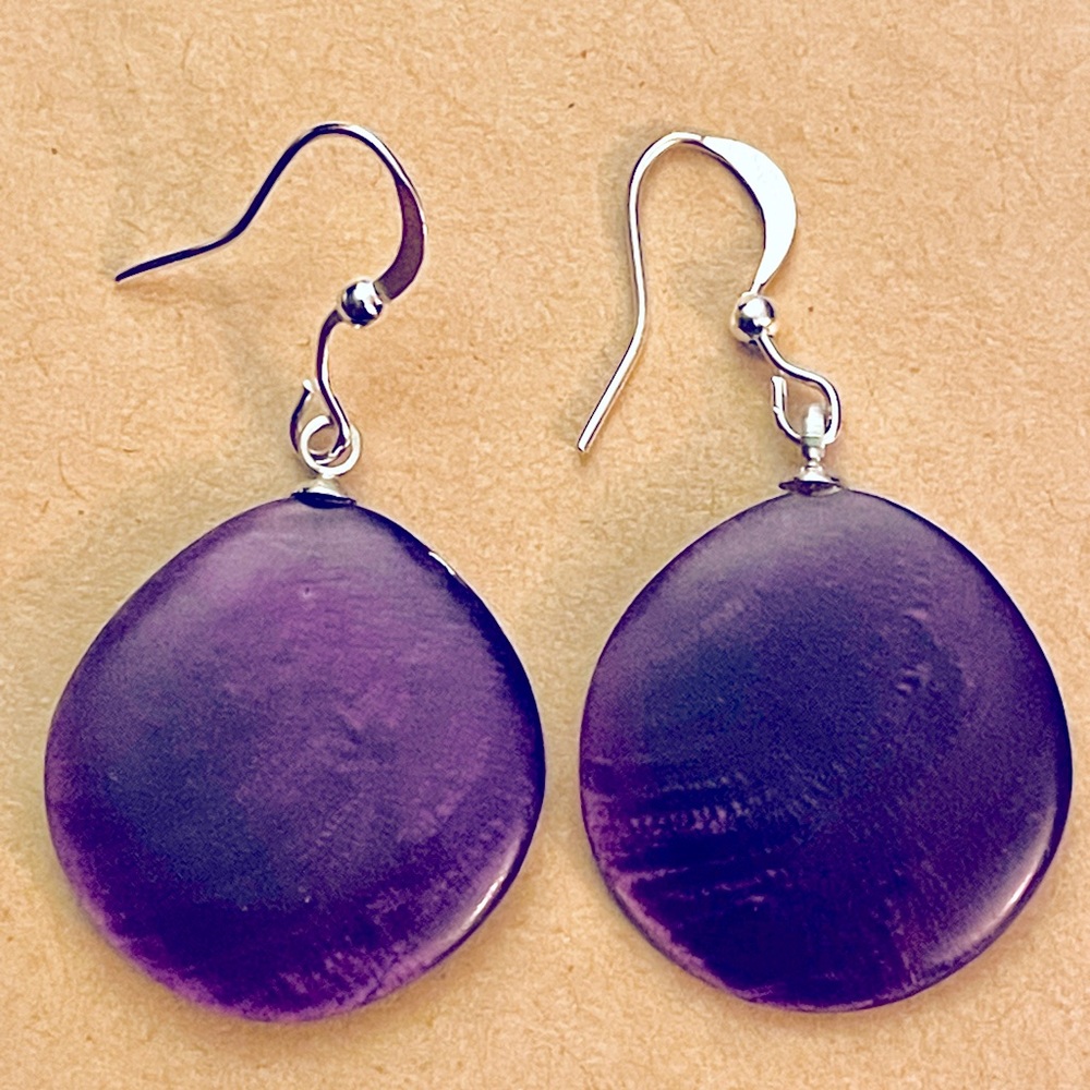 Capiz Shell Earrings by Culture Mix - Purple